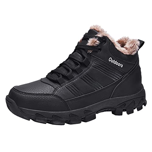 Stiefel Herren Schwarz Gothic Schneestiefel Herren 41 Herren Stiefel Winter Gefüttert Herren Winterstiefel Wasserdicht Leicht Filzstiefel Herren Winter 42 Arbeitsschuhe Schnürboots Sicherheitsschuhe von Alueeu