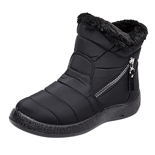 Stiefel Winter Damen Gefüttert Schwarz Mädchen 37 mit Absatz 41 42 Weitschaft Winterschuhe Schnee Schuhe Schneeschuhe Winterstiefel Schneestiefel Winterboots Flach Sneaker Daunenstiefel Schneeboots von Alueeu