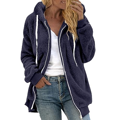 Alueeu Sweatjacke Damen Große Größen52 56 54 50 Ohne Kapuze Gr.48 58 4Xl Weiß Kunstpelzjacke Flauschmantel Plüschjacke Fleecejacke Fleecemantel Übergangsjacke Softshelljacke Plüschmantel Wintermantel von Alueeu