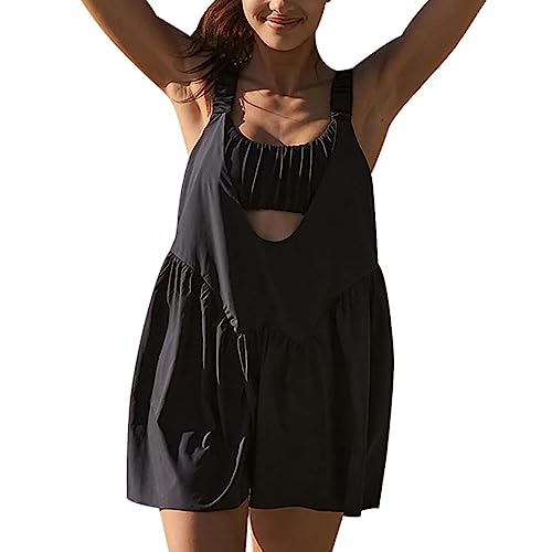 Tenniskleid Damen Built-in Bra und Shorts Cut Out Workout Outfits Athletic Mini Kleider 2-teiliges Set Golf-Kleider Racerback Sport Tennis Tank Dress von Alueeu