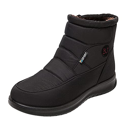 Alueeu Winter Warm Flach Schlupfboots Wasserdicht Frauen Rutschfest Winterboots Schneestiefel Schneeschuhe Wanderschuhe Schnürboots Outdoor Winterschuhe Wasserfest Schlupfstiefel Winterstiefel von Alueeu