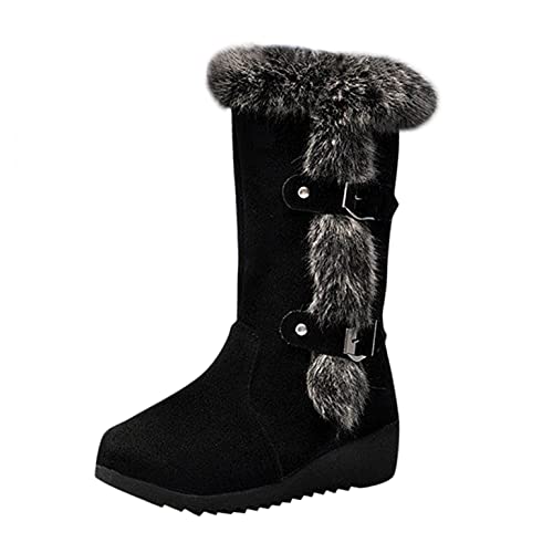 Winterboots Damen Gefüttert Wasserdicht Schwarz 42 38 Schlupfstiefel Mädchen Schnee Schuhe Schneeschuhe Winterschuhe Winterstiefel Schneestiefel Boots Flach Sneaker Winter Daunenstiefel Schneeboots von Alueeu