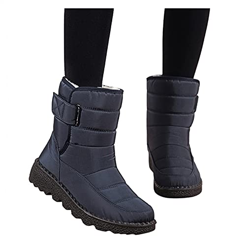 Winterstiefel Damen Gefüttert Wasserdicht Boots Schwarz 42 43 Günstig Stiefel Sale Outdoor Schuhe Schneeboots Schneeschuhe Winterschuhe Schneestiefel Winterboots Flach Sneaker Winter Daunenstiefel von Alueeu