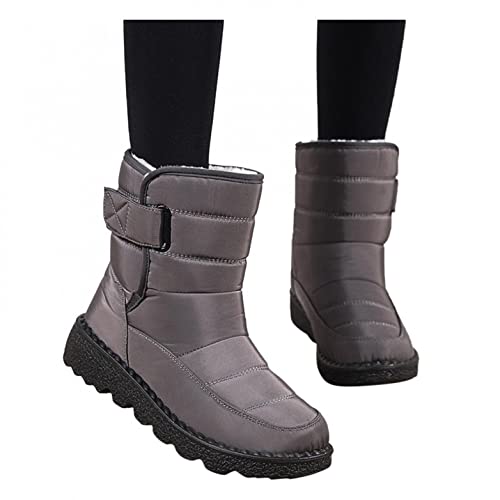 Winterstiefel Damen Gefüttert Wasserdicht Boots Schwarz 42 43 Günstig Stiefel Sale Outdoor Schuhe Schneeboots Schneeschuhe Winterschuhe Schneestiefel Winterboots Flach Sneaker Winter Daunenstiefel von Alueeu