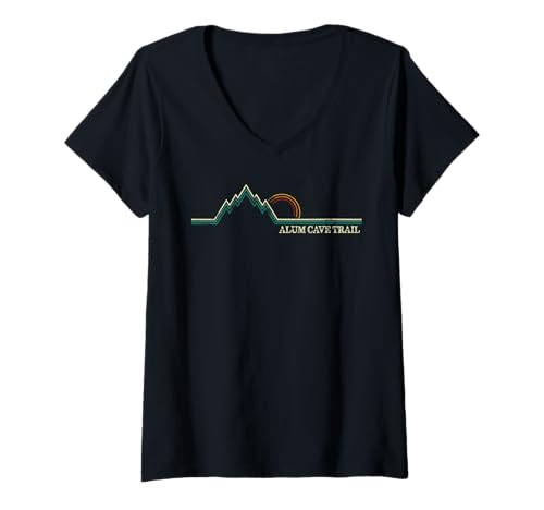 Damen Alaun Cave Trail Great Smoky Mountains National Park Retro T-Shirt mit V-Ausschnitt von Alum Cave Trail Great Smoky Mountains
