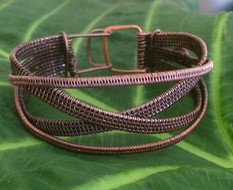 Gewebten Draht Antik Kupfer Armband von AluminaJewelry