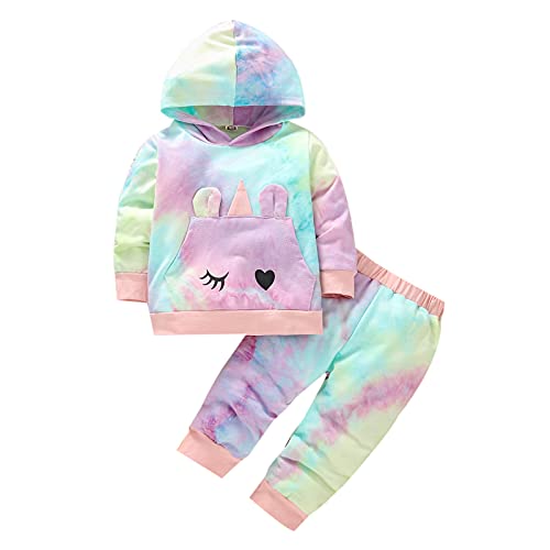 Alunsito Kinder Baby Mädchen Jungen Tie-Dye Hosen Set Langarm Hoodie Tops + Jogginghose Kleidung Set Herbst Outfits Tie Dye 86 12-18 Monate von Alunsito