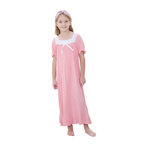 Alunsito Kinder Baby Mädchen Nachthemden Spitze Pyjama Kleid Kurzarm Rüschen Prinzessin Nachthemd Schlafhemden 100 SP1 3–4 Jahre von Alunsito