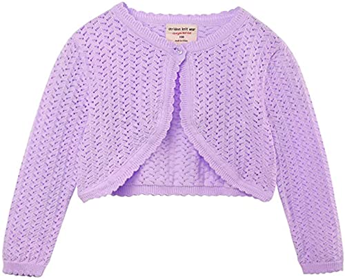 Little Girls Langarm Bolero Shrugs Solid Cotton Feinstrick Cardigan Pullover, 120, Lila, 4-5 Jahre von Alunsito