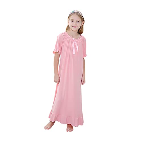 Alunsito Mädchen Prinzessin Nachthemd Sommer Kurzarm Baumwolle Nachthemd Pyjama Kleid Kinder Rüschen Prinzessin Nachthemd 100 SP 3-4 Jahre von Alunsito