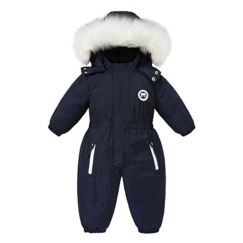 Alunsito Neugeborenen Baby Jungen Mädchen Schneeanzüge Langarm Hoodie Overall Winter Warm Gepolstert Dicker Mantel Outfit 100 Blau 3-4 Jahre von Alunsito
