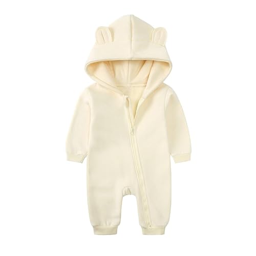 Alunsito Neugeborenes Baby Jungen Mädchen Cartoon Bär Ohr Hoodie Strampler Langarm Zipper Fleece Overall Herbst Winter Warm Outfits 90 Gelb 1-2 Jahre von Alunsito