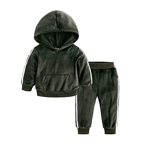 Alunsito Toddler Kid Baby Boy Girl Clothes Long Sleeve Sweatshirt Top Pants Sweatsuit 2PCS Fall Winter Outfits Set 140 5-6 Years Green von Alunsito