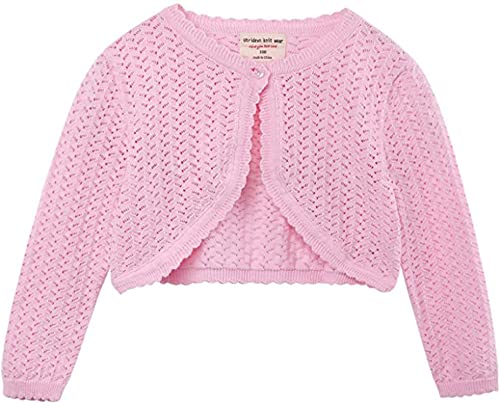 Baby Mädchen Langarm Cardigan Strickpullover Kleinkind Einfarbig Button Up Bolero Achselzucken Oberbekleidung, 90, Rosa, 1-2 Jahre von Alunsito