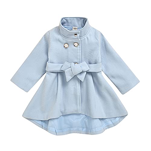 Baby Mädchen Langarm Trenchcoat A-Linie Jacke Herbst Winter Kleinkind Mädchen Warm Outwear Top Blau 100 2–3 Jahre von Alunsito