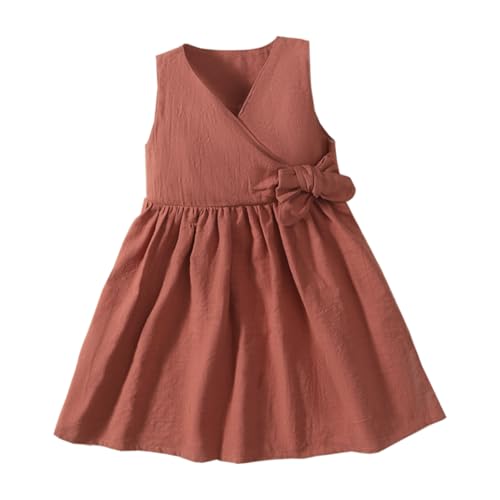 Baby Mädchen Tutu Kleid Sommer Kleinkind Einfarbig Ärmellos Party Prinzessin Sommerkleid 120 Rot 5-6 Jahre von Alunsito