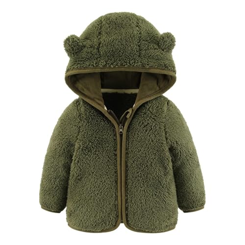 Bärenohren Form Fleece Warm Hoodies Kleidung Kleinkind Zip-up Licht Jacke Sweatshirt Oberbekleidung für Baby Jungen Mädchen 70 Grün 0-6 Monate von Alunsito