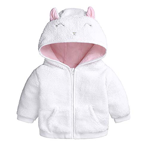 Kinder Baby Mädchen Jungen Fleece Hoodie Jacke Mantel Winter Kleinkind Warm Niedlicher Bär Buchstabe Stickerei Strickjacke Weiß 3 0-3 Monate von Alunsito