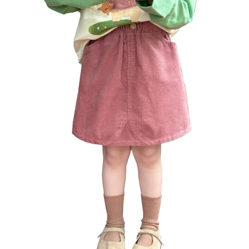 Kinder Mädchen Rock Casual Mini Cord Plain plissiert Taille Skater A-Linie Röcke 130 Rosa 7-8 Jahre von Alunsito