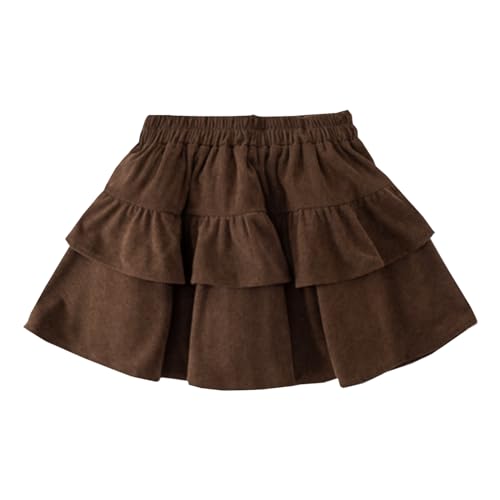 Kleines Mädchen Kleinkind Cord Rüschen Miniröcke Niedlicher hoher elastischer Bund Stufenrock 160 Braun 10-11 Jahre von Alunsito