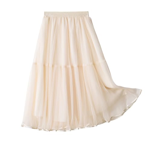 Kleinkind Baby Mädchen A-Linie Tutu Kleid Elastisch Hohe Taille Schleife Swing Maxirock Frühling Herbst Outfits 150 Beige 9–10 Jahre von Alunsito
