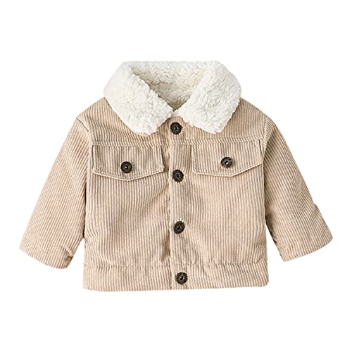 Kleinkind Baby Mädchen Jungen Kleidung Kinder Cordjacke Mantel Solide Knopfleiste Mantel Oberbekleidung Unisex Winterkleidung Beige 2-3 Jahre von Alunsito