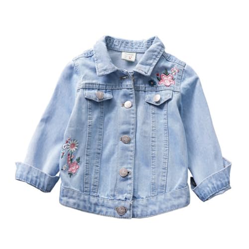 Kleinkind Baby Mädchen niedlich lange Ärmel Button Down Denim Jean Shirt Denim Shirt Tops Bluse Blau 6-7 Jahre von Alunsito
