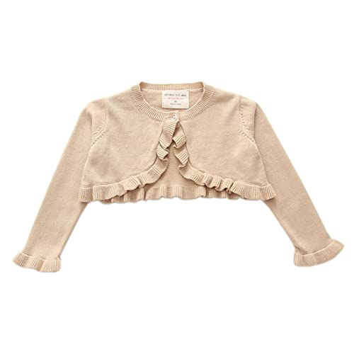 Little Girls Langarm Strickpullover Kinder Kleinkind Kinder Bolero Shrug Solid Cardigan, 100, Beige, 2-3 Jahre von Alunsito