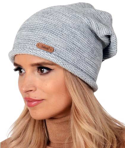 Alur Mütze Damen Beanie Wintermütze Strickmütze - Warme Elastisch Elegant Winter Mütze EKO - Weiches Garn Stilvoll Universell Warm (Grau) von Alur