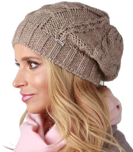 Alur Mütze Damen Beanie Wintermütze Strickmütze - Warme Elastisch Elegant Winter Mütze EKO - Weiches Garn Stilvoll Universell Warm (Latte) von Alur