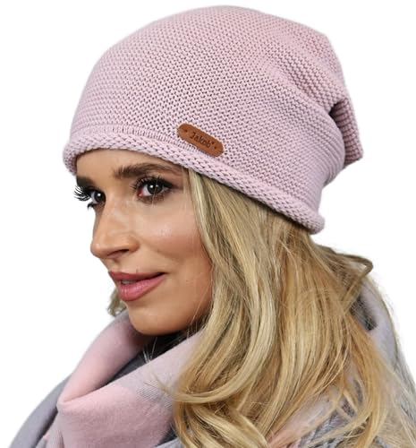 Alur Mütze Damen Beanie Wintermütze Strickmütze - Warme Elastisch Elegant Winter Mütze EKO - Weiches Garn Stilvoll Universell Warm (Rosa) von Alur