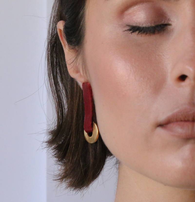 Rote Tropfenohrringe, Boho Lederohrringe, Handgemachte Ohrringe, Abendohrringe Für Frauen von Alushbags