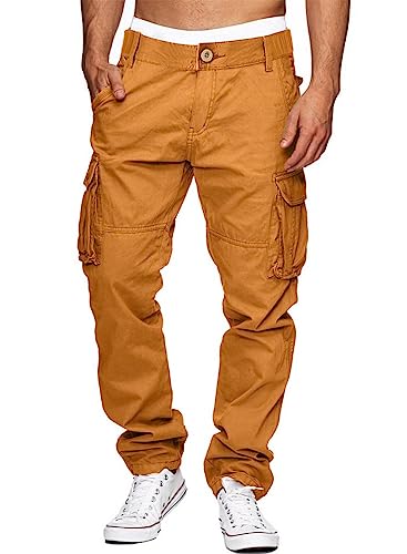 AlvaQ Arbeitshose Herren Baumwolle Cargohose Herren Herren Hose Stretch Freizeithose Herren MTB Hose Mit 6 Taschen Orange von AlvaQ