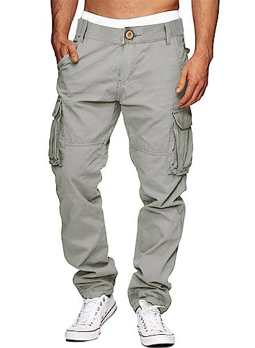 AlvaQ Arbeitshosen Männer Chino Cargo Hose Herren Leinenhose Herren Revolution Race Hose Herren Outdoorhose Herren Bequeme Lange Hosen Mit 6 Taschen Grau von AlvaQ