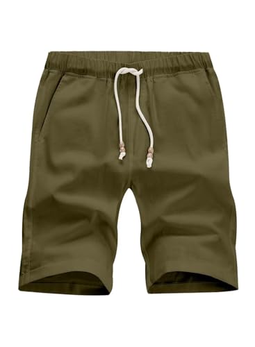 AlvaQ Badeshorts Herren Shorts Herren Cargo Shorts Herren Leinen Sommer Chino Shorts Mit Taschen Braun Grün von AlvaQ