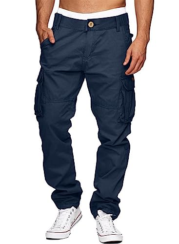 AlvaQ Cargohose Herren Baumwolle Wanderhose Herren Stretch Outdoor Hosen Für Herren Bequeme Lange Hosen Mit 6 Taschen Blau von AlvaQ