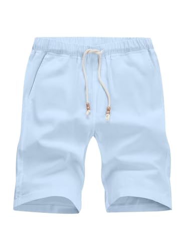 AlvaQ Herren Bermuda Shorts Kurze Hose Herren Sommer Baumwolle Freizeithose Mit Taschen Himmelblau von AlvaQ