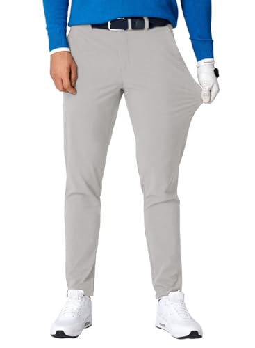 AlvaQ Herren Golf Hose Taschen Straight Fit,Herren Showdown Taper Pant Grau L von AlvaQ