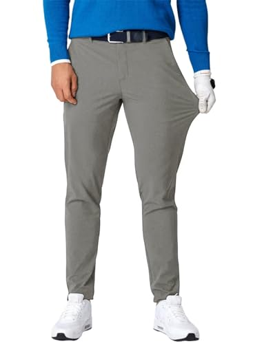 AlvaQ Herren Golfhose Stretch Schnell Trocknend Lang Grau Golf Hosen mit Taschen XL von AlvaQ