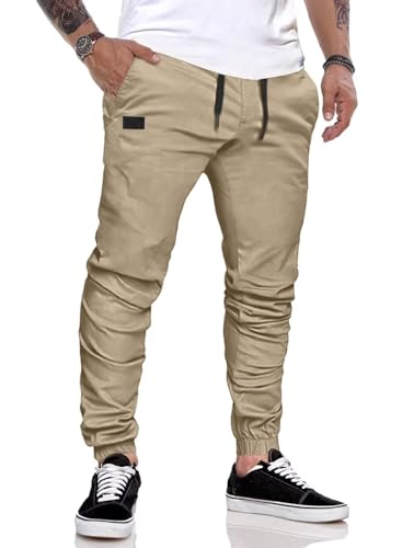 AlvaQ Jogginghose Herren Chino Hose Herren Baumwolle Cargohose Freizeithose Training Hose Regular Fit Khaki M von AlvaQ