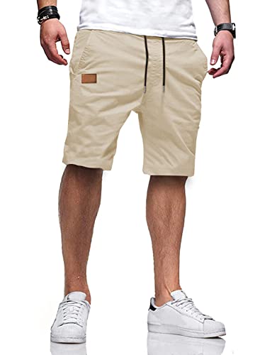 AlvaQ Kurze Hosen Herren Shorts Herren Baumwolle Freizeithose Sommer Chino Shorts Herren Mit Taschen Beige von AlvaQ