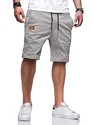 AlvaQ Kurze Hosen Herren Shorts Herren Baumwolle Freizeithose Sommer Chino Shorts Herren Mit Taschen Hell Grau von AlvaQ