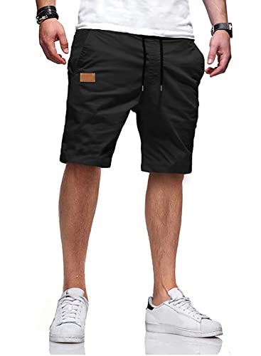 AlvaQ Kurze Hosen Herren Shorts Herren Baumwolle Freizeithose Sommer Chino Shorts Herren Mit Taschen Schwarz von AlvaQ