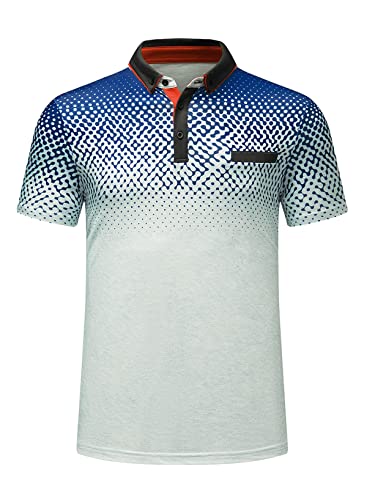 AlvaQ Poloshirt Herren Kurzarm Golf T-Shirt Herren Farblich Abgesetzte Kragen Sommer Polohemd Mit Fronttasche Regular Fit Grau XXL von AlvaQ