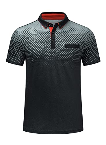 AlvaQ Poloshirt Herren Kurzarm Golf T-Shirt Herren Farblich Abgesetzte Kragen Sommer Polohemd Mit Fronttasche Regular Fit Schwarz XL von AlvaQ