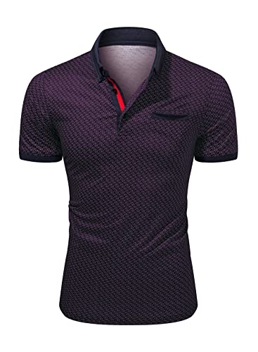 AlvaQ Rot Poloshirt Herren Kurzarm Golf T Shirt Herren Farblich Abgesetzte Kragen Sommer Polohemd Mit Fronttasche XL von AlvaQ