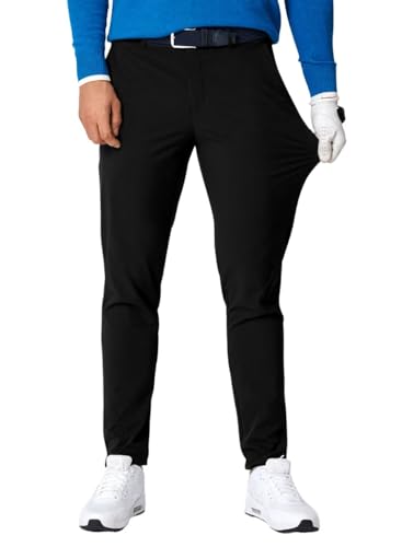 AlvaQ Schwarz Stretch Golfhose Herren Lang Golf Pants mit 5 Taschen Fall Freizeithose,Herren Golf-Stretchhose S von AlvaQ