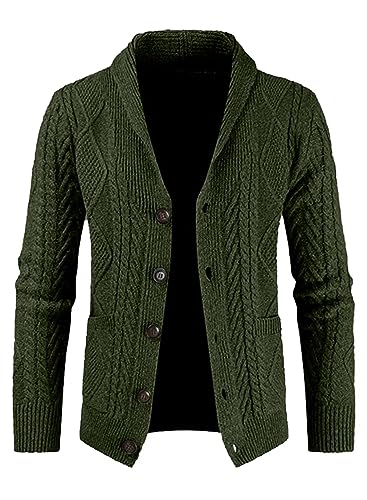 AlvaQ Strickjacke Herren V Ausschnitt Strick Cardigan Langarm Knöpfe Strickpullover Einfarbige Strickmantel S Grün von AlvaQ