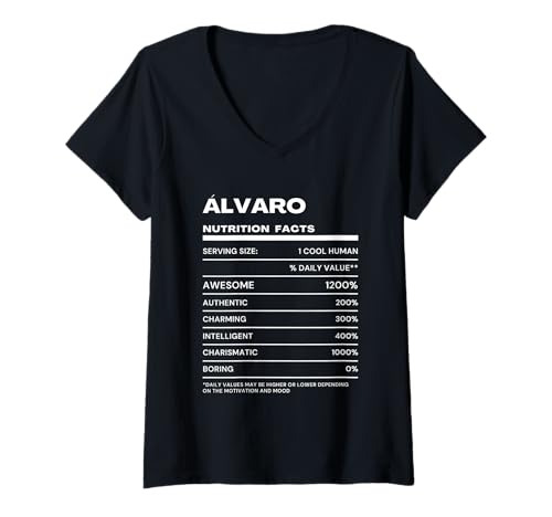 Damen Álvaro Durchschnittliche Nährwerte Name Lustig T-Shirt mit V-Ausschnitt Damen Álvaro Durchschnittliche Nährwerte Name Lustig T-Shirt mit V-Ausschnitt von Álvaro Nutrition Facts Name Funny Birthday