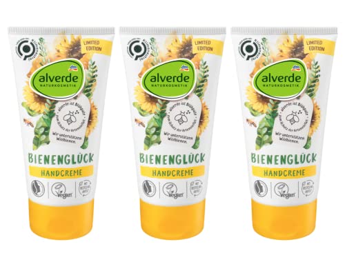 Alverde NATURKOSMETIK Handcreme Bienenglück Bio-Sonnenblume, Bio-Olivenöl, 3er-Pack, 3 x 75 ml ( Edition) von Alverde